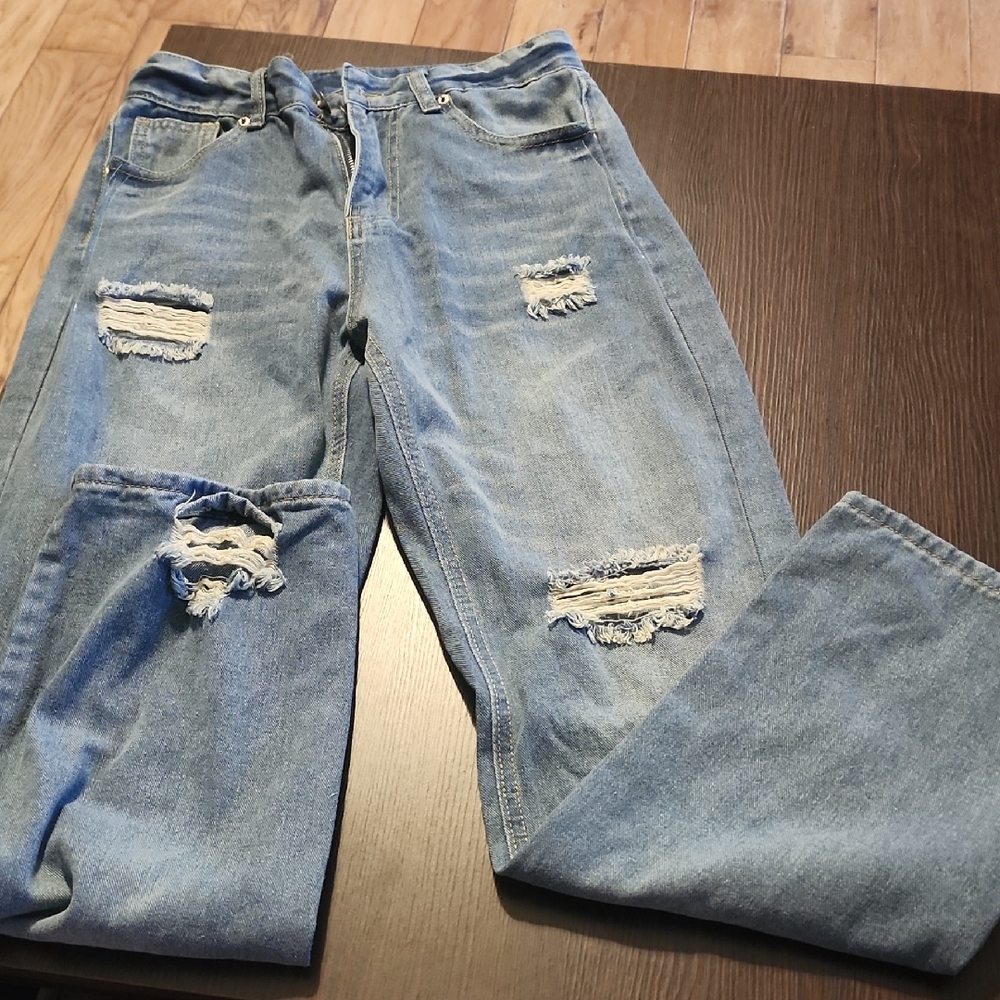 Distressed Blue Jeans